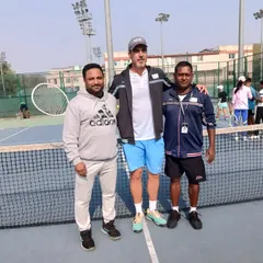 Learning from the best in the world. A proud moment standing with Rafael Nadal's coach, Mr. Carlos Gomez, during the Pro Tennis League. We constantly seek knowledge to bring world-class training techniques to our players.