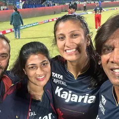 A candid selfie with the RCB team after a victory. Pure happiness and team spirit.