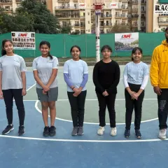 Our girls' team standing proud after securing a second runner-up position in the Winter League Basketball Tournament. Consistent performance in competitive leagues is a key goal of our training.