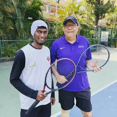 Clashing on the court and celebrating off it! Wishing a very happy birthday to our Coach Sachin and our dedicated player Sanjiv. Our academy is built on these wonderful relationships.