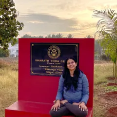 The mandatory photo at the Sharath Yoga Centre in Mysore, the home of Ashtanga yoga. This place feels like a pilgrimage for practitioners.