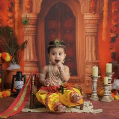 A special themed photoshoot featuring a baby as Little Krishna. I provide detailed, creative setups with all the right props to bring your unique ideas to life.