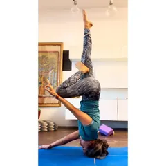 This is my student Chhavi's beautiful headstand variation. Her dedication proves that with the right guidance, you can achieve graceful and strong inversions at any age.