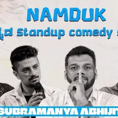 The poster for "NamduK," a Kannada stand-up comedy show curated for a youth audience with jokes on Bangalore life, Gen Z, and 90s nostalgia.