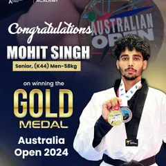 Gold for our para-athlete! Congratulations to Mohit Singh for winning the Gold medal at the Australia Open 2024 G2 ranking event. An incredible achievement.