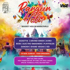 Another poster for the Rangeen Holi festival in Marathalli, one of the biggest Holi events in the area.