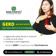 GERD, known in Ayurveda as Amlapitta, is more than just acidity; it's a result of aggravated pitta dosha causing acid reflux and indigestion. We use Panchakarma therapies to effectively reverse GERD and restore stomach health.