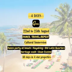 Dance, travel, repeat. Our 4-day trip to Goa is perfect for those who want to combine beach life with culture. It includes a dance party, kayaking, and exploring the Old Latin Quarters.