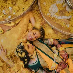 This award winning shot is everything I love about Haldi ceremonies. It's about letting go, being completely present, and finding joy in the beautiful mess. A moment of pure, uninhibited happiness captured from above.