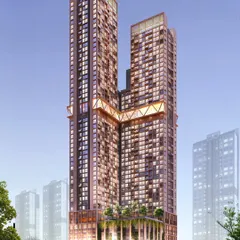 This render shows our vision for a mixed-use development that blends urban living with commerce. The design features two residential towers rising above retail and parking levels, with stepped terraces creating vertical green spaces and maximizing views of the sea and city.