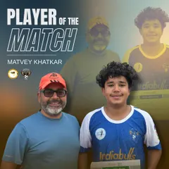 Proud moment for the whole team. Matvey Khatkar was named Player of the Match, a result of his hard work, discipline, and teamwork.