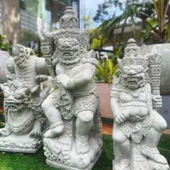 A group of our fierce temple guardian statues. These figures are inspired by the protectors you see at Balinese temples and are perfect for making a strong statement in a garden or entryway.