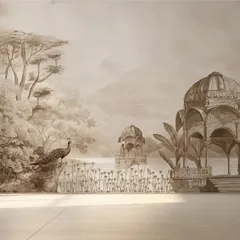 We showcase bespoke wall coverings that can transform a space. This 'Royal Rajasthan' design by House of Falcon is a hand-painted masterpiece, available in a sepia tone for a vintage feel.