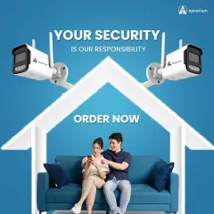 Our bullet cameras stand guard over your home. This image illustrates how they provide security for your family, ensuring your home is a safe haven.