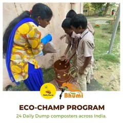 Through the Bhumi NGO's "Eco-Champ" program, we distributed composters to schools across India. Here, students in Chennai get their first hands-on lesson.