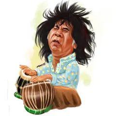 A tribute to the tabla maestro, Ustad Zakir Hussain, capturing his passion in performance.