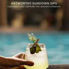 Experience the art of mixology at our poolside bar, Asri. This artfully garnished cocktail is a perfect example of our garden-to-glass philosophy, using fresh, seasonal ingredients to create sundown sips that are as beautiful as they are refreshing.