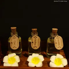 I use my own custom blends of therapeutic massage oils. This includes Ojas for energy and Saukhya for wellness, each carefully prepared to enhance your spa treatment and promote holistic well-being.