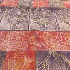A look into our cherished collaboration with Bábbarra Women's Centre from Australia. This project involves translating their sacred lino-print stories, like the Yawkyawk mermaid design, into meticulously carved teak woodblocks, weaving a narrative of cultural harmony.