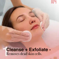 Step 1 of our HydraFacial process: Cleanse and Exfoliate. A technician gently removes dead skin cells from the surface, revealing a brighter layer of skin underneath and preparing it for the next steps.