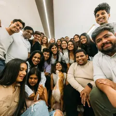 A fun, wide-angle shot of our incredible team. Each person brings their unique talent and energy, and together, we are so much stronger. This is the family that makes Essajees Atelier what it is.