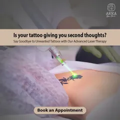 Our advanced laser therapy is a safe and effective way to say goodbye to unwanted tattoos. The green light from the laser targets specific ink colors.
