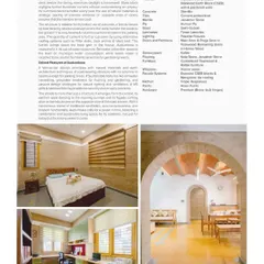 A page from the magazine spread, detailing the sustainable materials and design principles used in the project.
