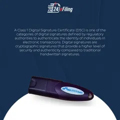 A Class 1 Digital Signature Certificate (DSC) is a type of digital signature used to authenticate an individual's identity in electronic transactions, offering more security than a handwritten signature.