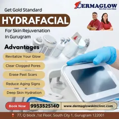 Discover the key advantages of our gold standard HydraFacial for skin rejuvenation. The treatment is designed to revitalize your glow, clear clogged pores, help erase past scars, reduce signs of aging, and provide deep skin hydration.