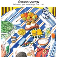 An illustration showing why every child should document a recipe before they grow up and forget how to ask. Our 'Cook & Keep' journal gives them the perfect space to do just that.