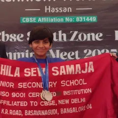 Dhriti P Krishna with her medals from the CBSE South Zone Swimming Meet.