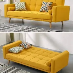 A bright and cheerful yellow sofa bed, perfect for adding a pop of colour to your room. This click-clack mechanism design is simple to use and provides a comfortable sleeping solution for guests.