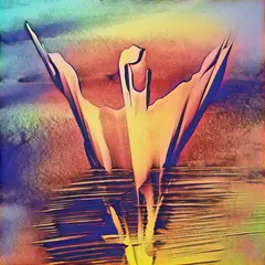 This version of 'Spread' uses a vibrant, multi-colored digital filter. It transforms the original earthy tones into a rainbow of light, creating a completely different mood.