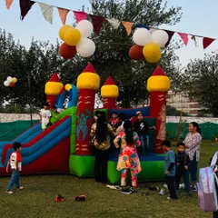 A colorful bouncy castle is always a hit with the kids. My large open space allows for fun additions like this to keep the little ones entertained for hours.