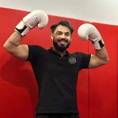 That post-workout feeling. A happy and proud member of our tribe showing off his gains after a tough boxing session. This is the confidence we build here.