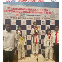 A double victory for Pahal Kedia, winning two gold medals in both Kyorugi and Poomsae at the state championship. Her versatility and skill make us incredibly proud.