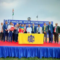 The winning connections being honored by the Hon'ble Governor of Karnataka. These moments of recognition are a key benefit for horse owners and, by extension, our sponsors.
