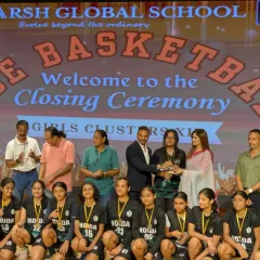 Our U-19 girls' team celebrating their victory at the CBSE Clusters. This is a testament to their teamwork and the high-level competitive training we provide.