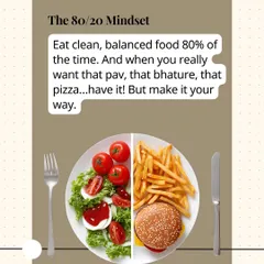 The 80/20 mindset is key. Eat clean, balanced food 80% of the time, and when you want that pav bhaji or pizza, have it!