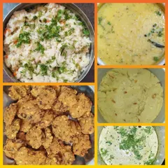 A healthy and delicious breakfast spread I prepared for a Gruhapravesha ceremony. The menu included Uppittu, Kesaribhath, Pongal, and crispy Ambode, perfect for starting a special day.