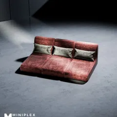 For a more relaxed, shared experience, we offer plush, low-profile lounge sofas. This three-seater model in a rich red fabric is perfect for cuddling up during a movie.