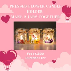 An offer for a Pressed Flower Candle Holder workshop, a perfect one-hour creative session for two.
