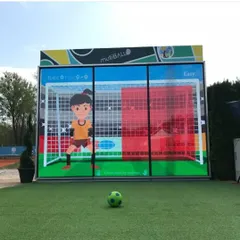 This interactive soccer wall is designed for outdoor events. The durable, large-format screen features various training drills and games, where players strike a ball against digital targets, making it a perfect solution for sports-themed activations.