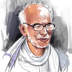 A digital portrait of Siddeshwara Swamiji, the 'Walking God' of Vijaypura. This was my tribute to the revered Jnanayogi, aiming to capture his peaceful and wise presence.