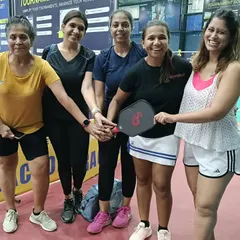 A group of enthusiastic players at a Pickleball Skills Clinic held at our Sector 63A facility. We partner with experts to host clinics and workshops for players of all levels, from beginner to advanced.
