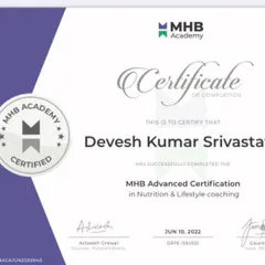 I hold an Advanced Certification in Nutrition & Lifestyle coaching. This ensures my guidance is based on a deep, scientific understanding of how food and habits impact your body and long term health.