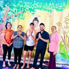 Another happy moment with our group. The smiles and sense of peace after a class are what make teaching so rewarding for me.