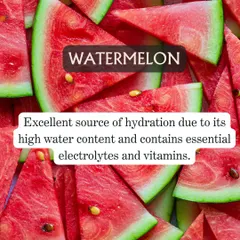 Watermelon is the ultimate summer fruit. Its high water content provides excellent hydration, and it's full of essential electrolytes and vitamins to replenish what you lose in the heat.
