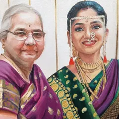 A close-up of the memorial portrait, focusing on the faces of the bride and her grandmother. Capturing that connection was the most important part.