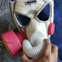 The unpainted mask for my Krieg cosplay. I built the base structure from foam and other materials before starting the detailed paint job.